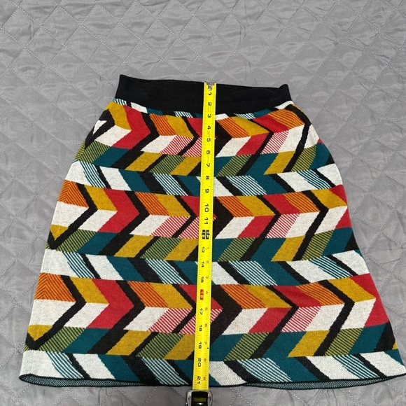 Anthropologie Maeve Size XS Multicolor Geometric Knit Knee Length Sweater Skirt - Picture 16 of 16